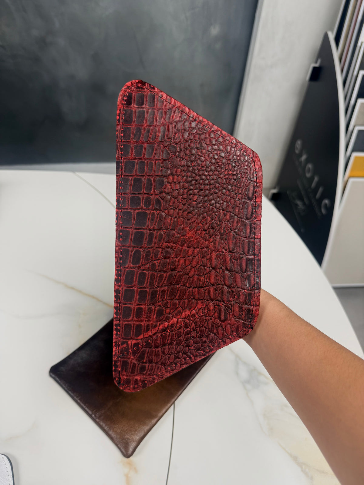 Red Crododile Leather Sleeve