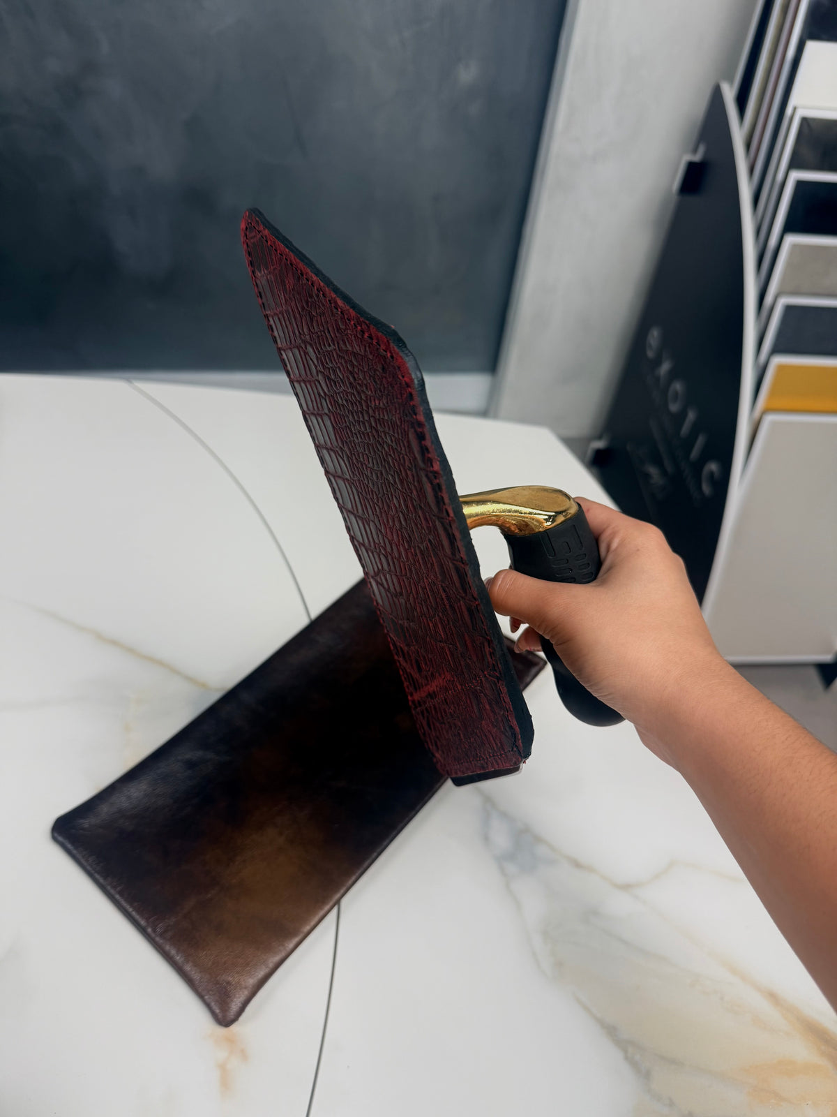 Red Crododile Leather Sleeve