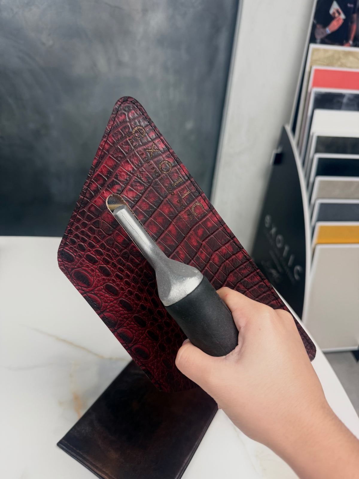 Red Crododile Leather Sleeve