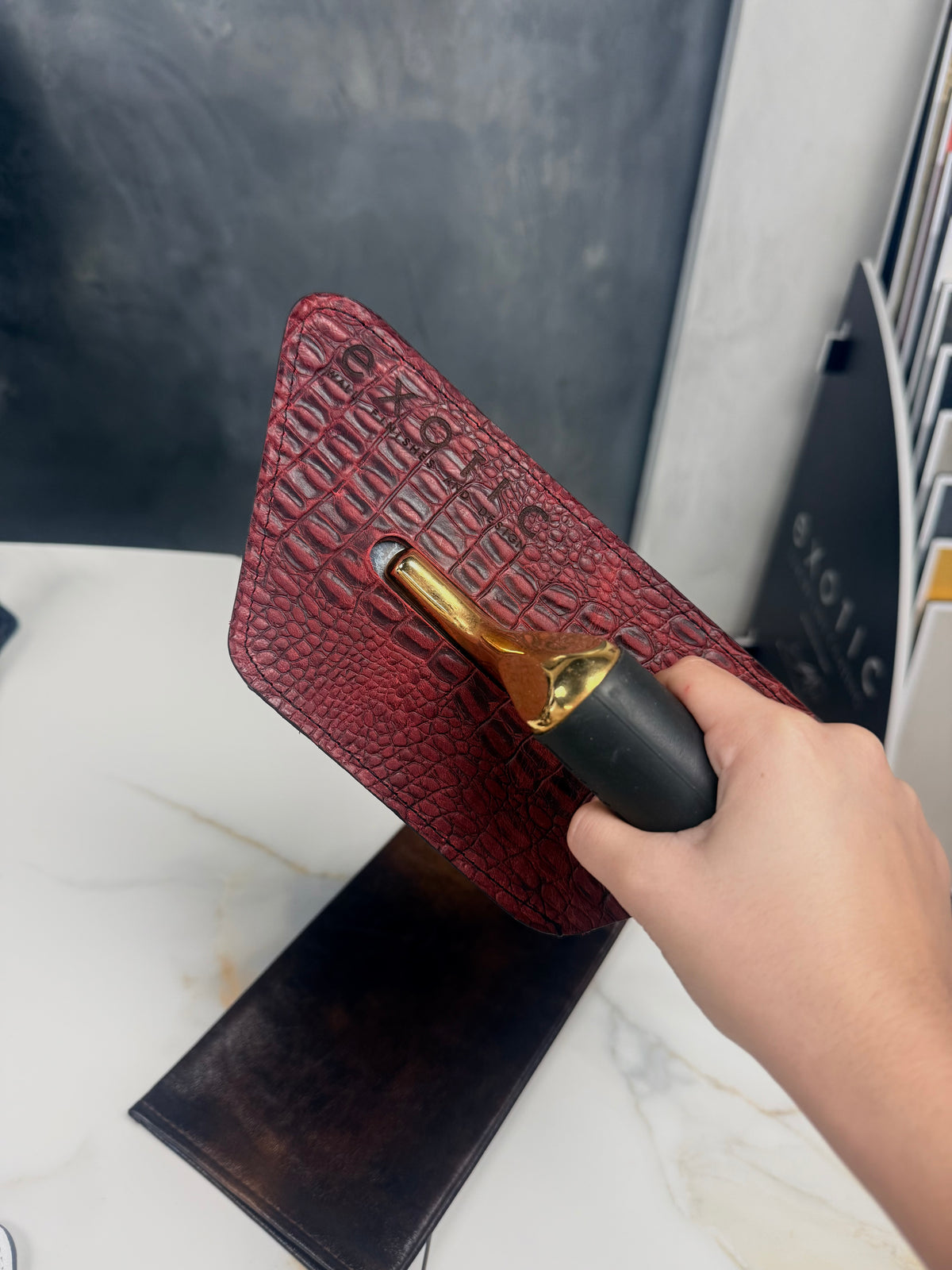 Red Crododile Leather Sleeve