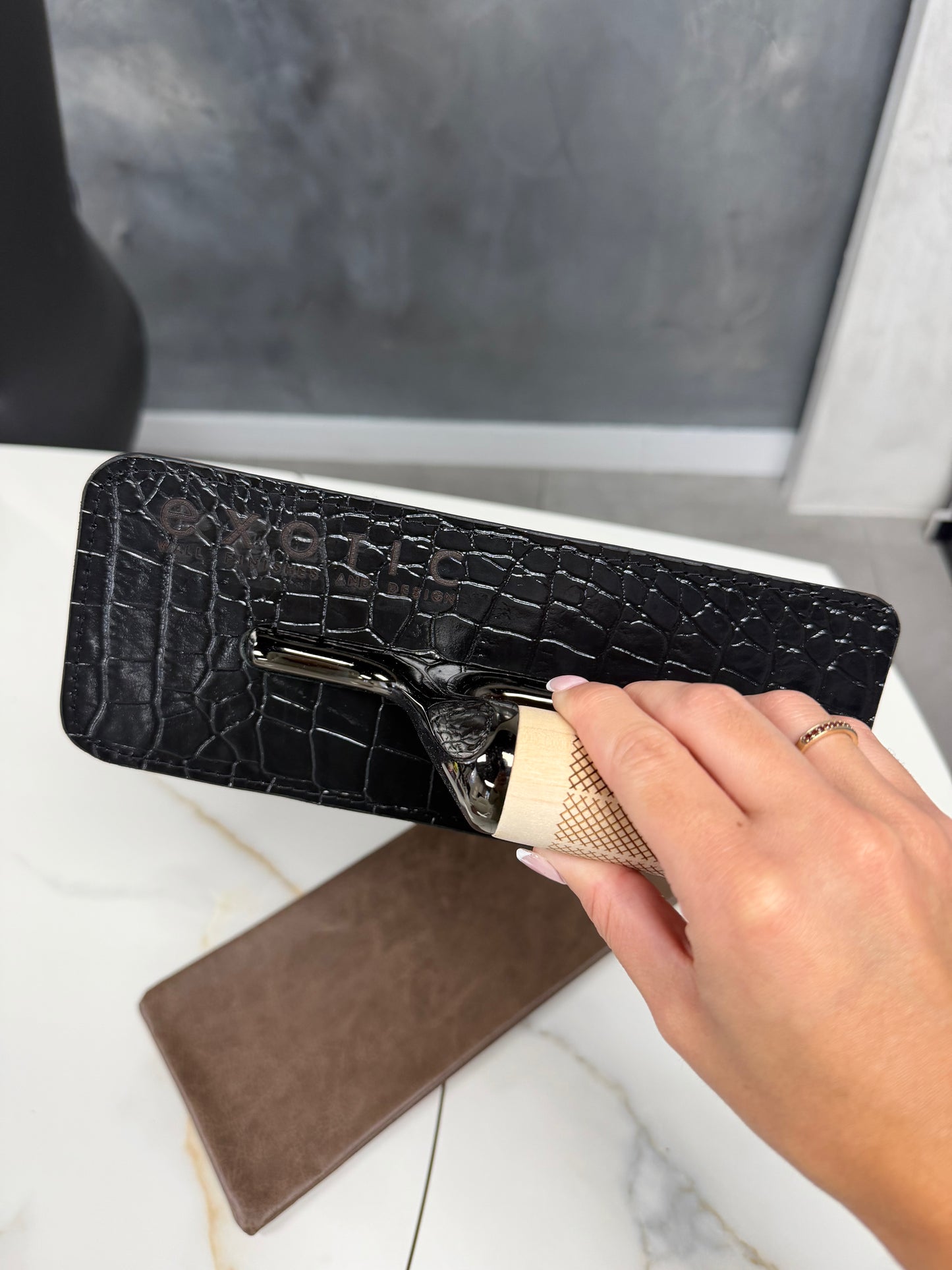 Black Crocodile Leather Sleeve