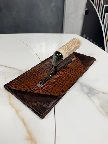 Brown Crocodile Leather Sleeve