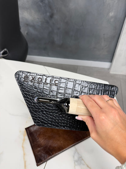 Black Crocodile Leather Sleeve