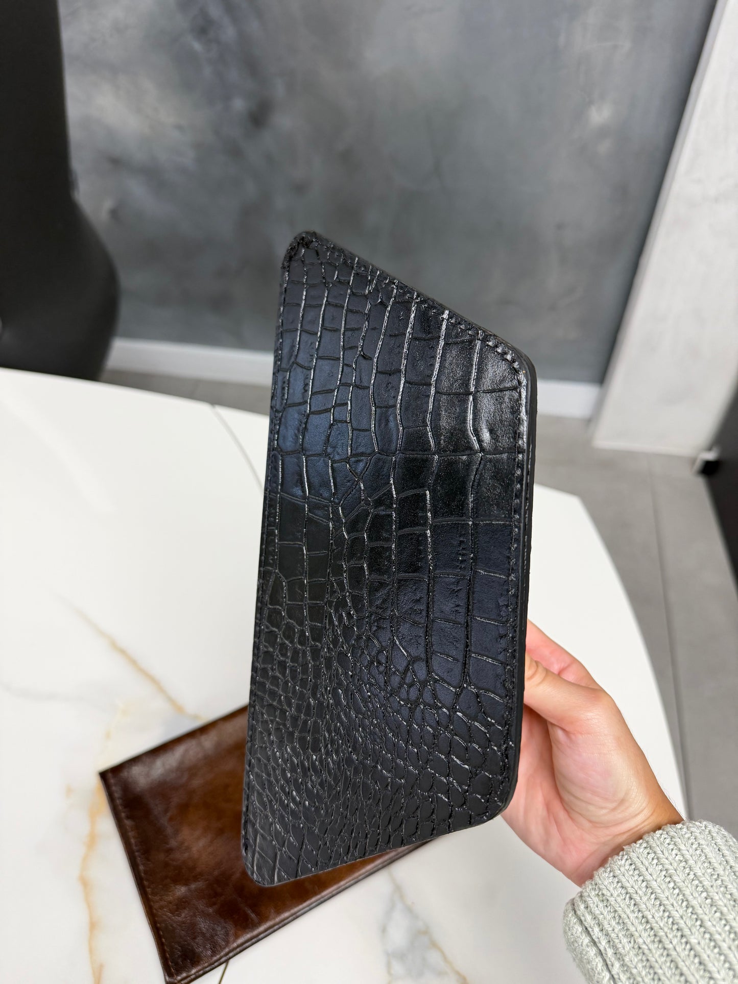 Black Crocodile Leather Sleeve
