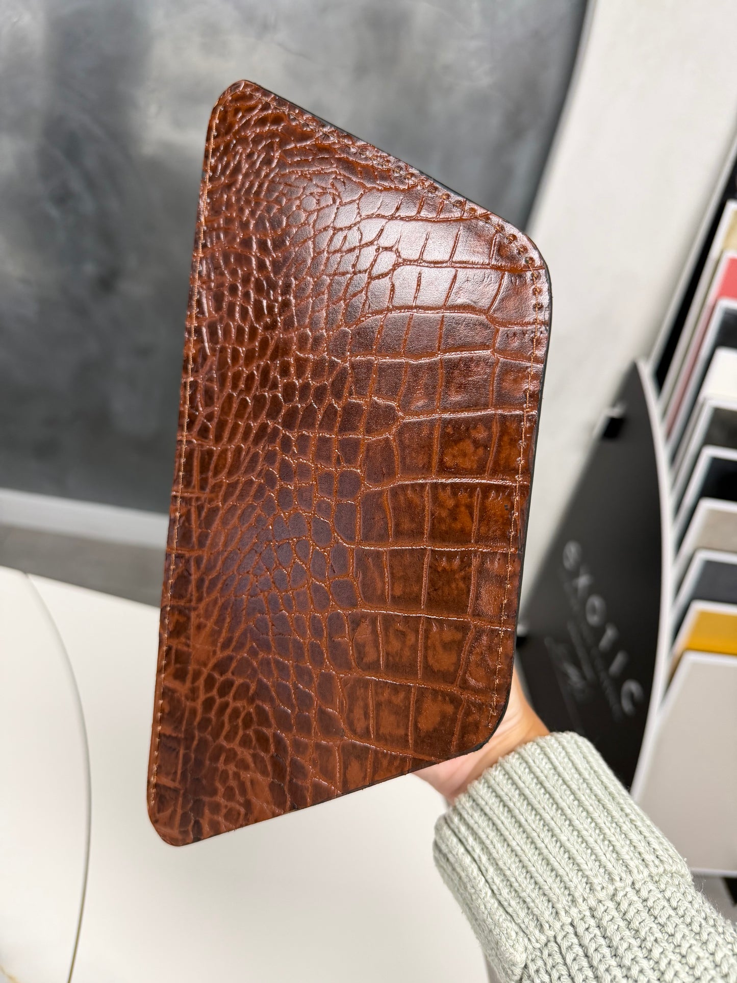 Brown Crocodile Leather Sleeve